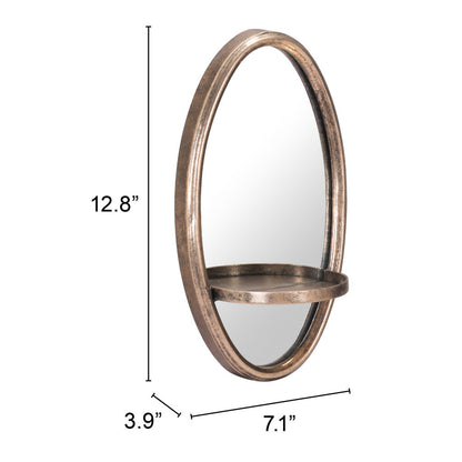 Miroir ovale doré de 13 po avec cadre décoratif