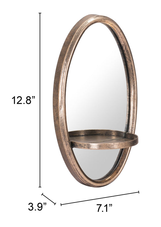 Miroir ovale doré de 13 po avec cadre décoratif