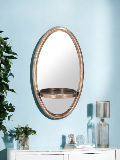 Miroir ovale doré de 13 po avec cadre décoratif