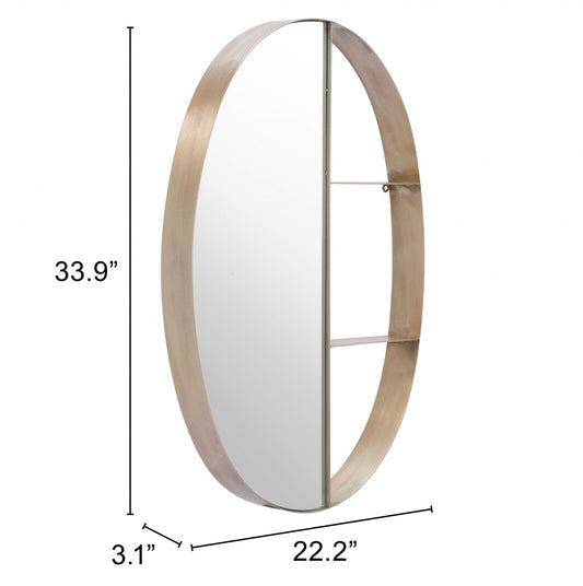 Miroir d'appoint ovale en bronze avec cadre en acier de 34 po