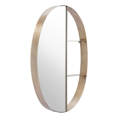 34" Bronze Oval Steel Framed Accent Mirror