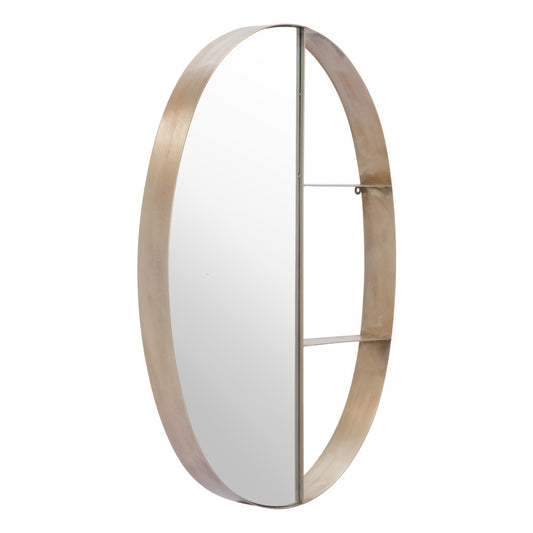 Miroir d'appoint ovale en bronze avec cadre en acier de 34 po