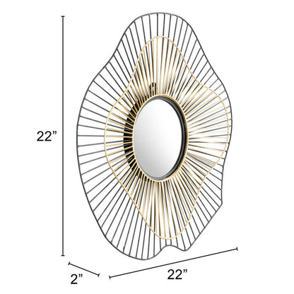 Miroir d'appoint abstrait en métal noir de 22 po