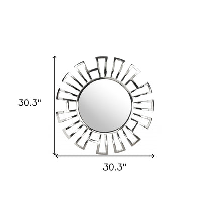 Miroir d'appoint abstrait en métal argenté de 30 po