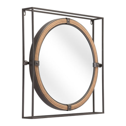 Miroir d'appoint carré gris avec cadre en acier de 22 po