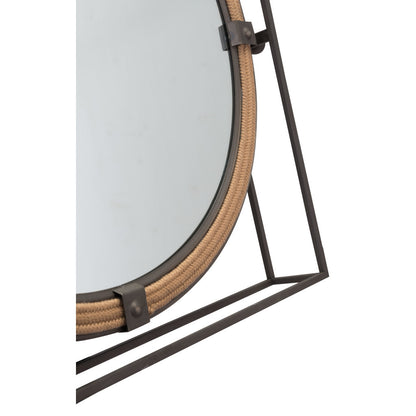 Miroir d'appoint carré gris avec cadre en acier de 22 po