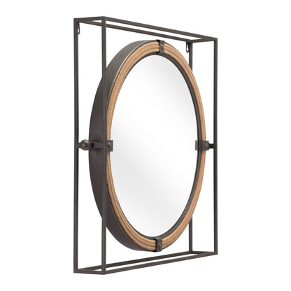 Miroir d'appoint carré gris avec cadre en acier de 22 po