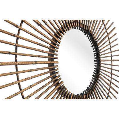 Miroir rond tribal doré