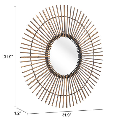 Miroir rond tribal doré