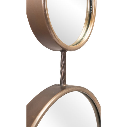 Miroir d'appoint rond encadré en acier doré de 35 po