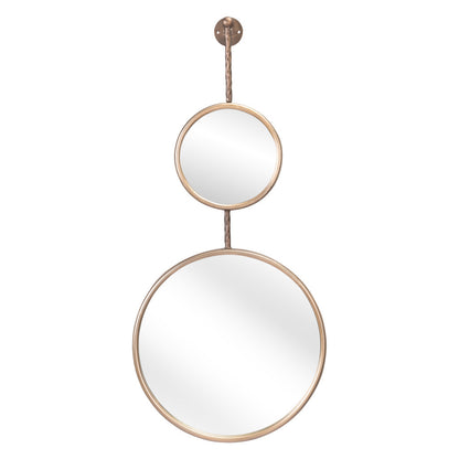 Miroir d'appoint rond encadré en acier doré de 35 po