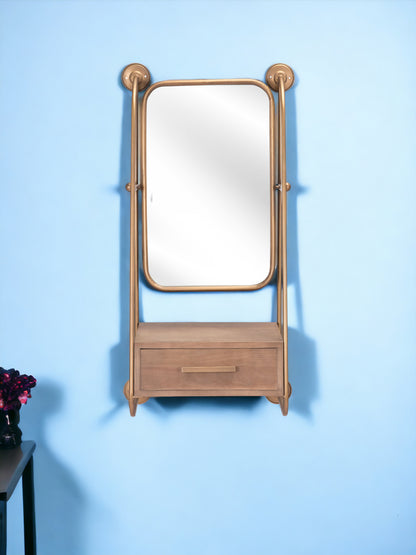 Miroir d'appoint avec cadre en acier doré de 36 po