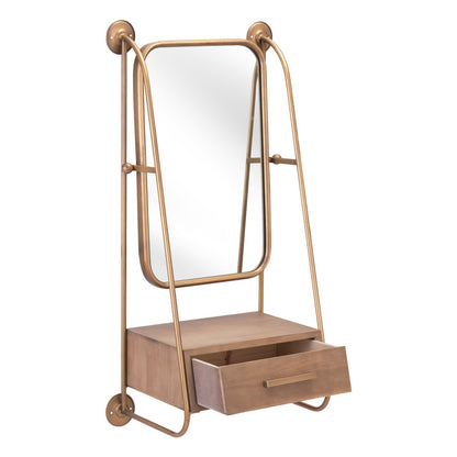 Miroir d'appoint avec cadre en acier doré de 36 po