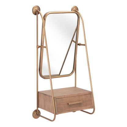 Miroir d'appoint avec cadre en acier doré de 36 po