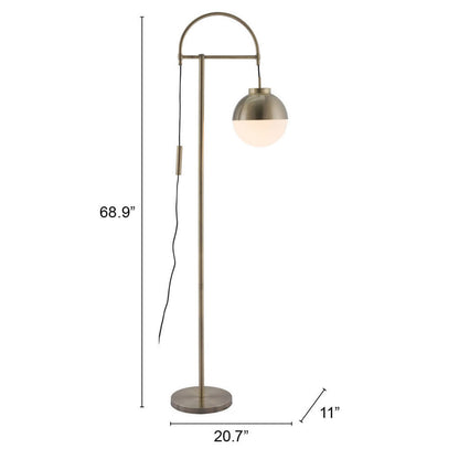 White and Brushed Bronze Crossed Floor Lamp