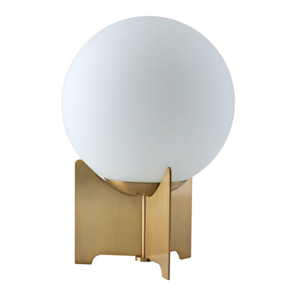 Lampe de chevet en métal et laiton de 37 po avec abat-jour globe blanc cassé