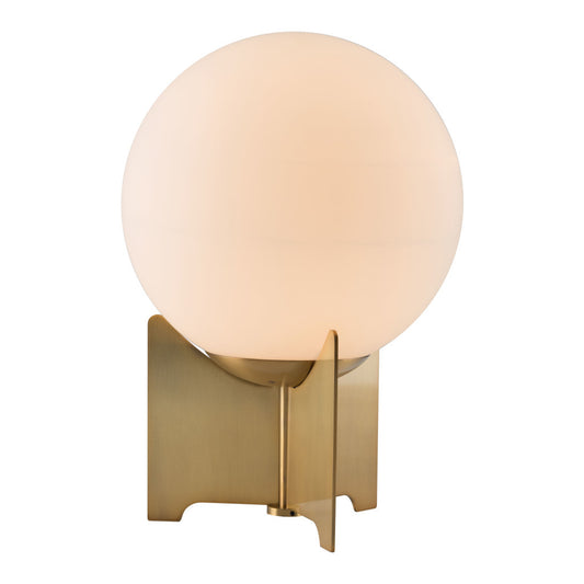 Lampe de chevet en métal et laiton de 37 po avec abat-jour globe blanc cassé