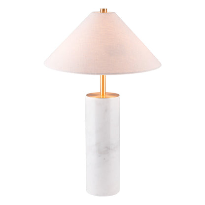 55" White Metal Bedside Table Lamp With Beige Empire Shade