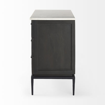 Commode rustique avec dessus en marbre clair et foncé mise à jour