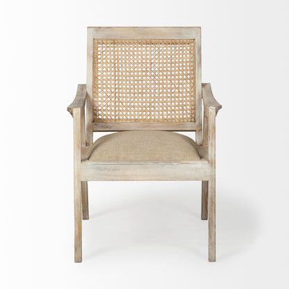 Fauteuil en tissu vieilli crème et naturel de 28 po