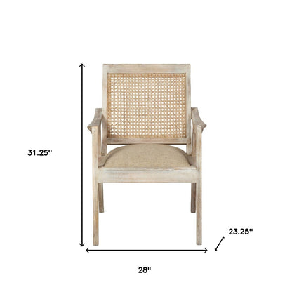 Fauteuil en tissu vieilli crème et naturel de 28 po