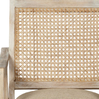 Fauteuil en tissu vieilli crème et naturel de 28 po