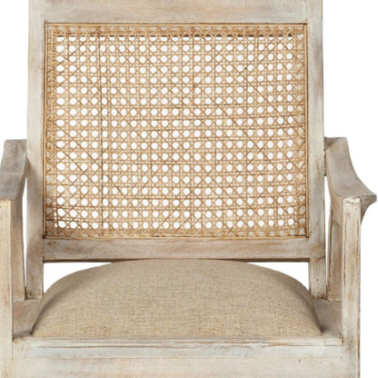 Fauteuil en tissu vieilli crème et naturel de 28 po