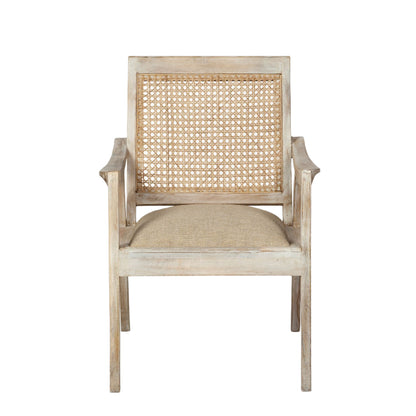 Fauteuil en tissu vieilli crème et naturel de 28 po