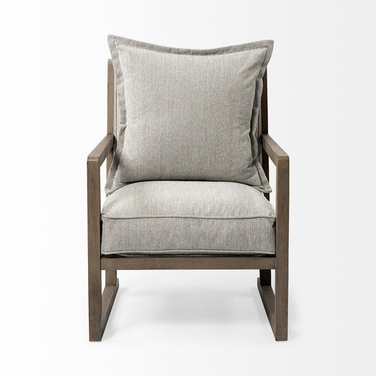 Fauteuil en tissu gris cendré et marron de 32 po