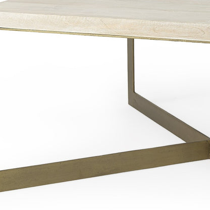 Table basse carrée en métal beige de 34 po