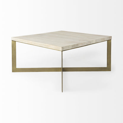 Table basse carrée en métal beige de 34 po