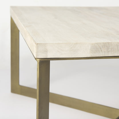 Table basse carrée en métal beige de 34 po