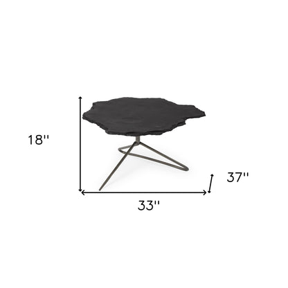 Table basse ronde en métal noir de 33 po