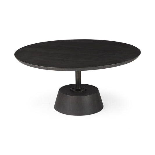 Table basse avec piédestal en bois noir