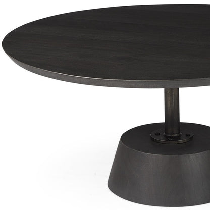 Table basse avec piédestal en bois noir