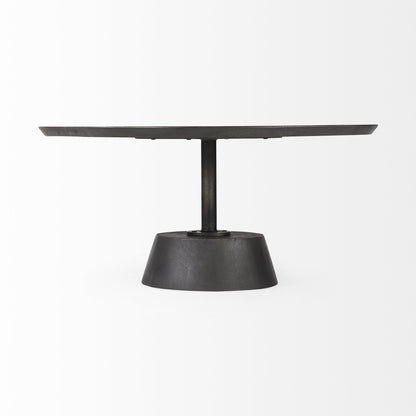 Table basse avec piédestal en bois noir