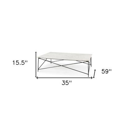 Table basse en métal blanc de 35 po