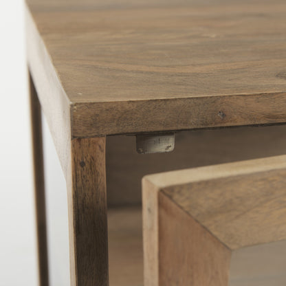 Table d'appoint carrée en bois massif brun de 26 po