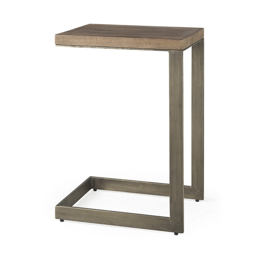 Table d'appoint carrée en bois massif et manufacturé brun de 26 po