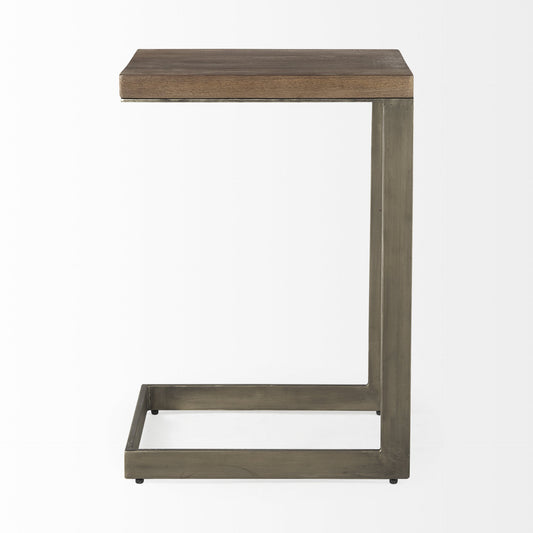 Table d'appoint carrée en bois massif et manufacturé brun de 26 po