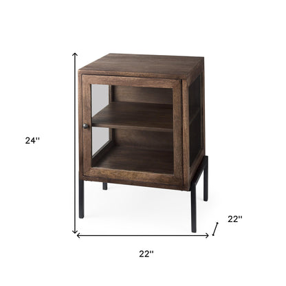 Table d'appoint carrée en bois massif brun de 24 po