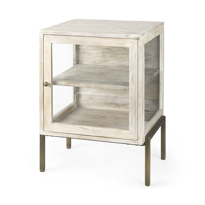 Table d'appoint carrée en bois massif beige de 24 po