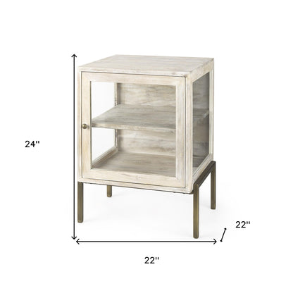 Table d'appoint carrée en bois massif beige de 24 po