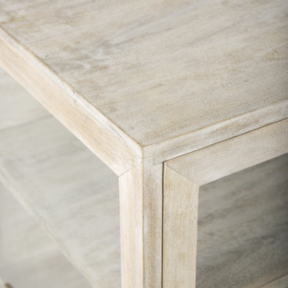 Table d'appoint carrée en bois massif beige de 24 po