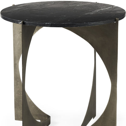 Table d'appoint ronde en marbre noir de 20 po