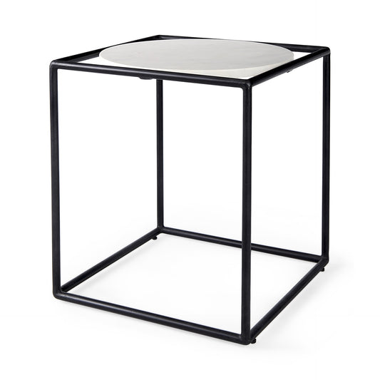 Table d'appoint ronde en marbre noir de 22 po