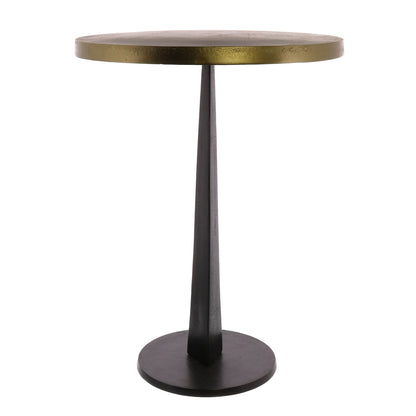 Table d'appoint ronde en fer vieilli noir et bronze antique de 21 po