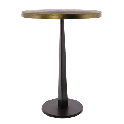 Table d'appoint ronde en fer vieilli noir et bronze antique de 21 po