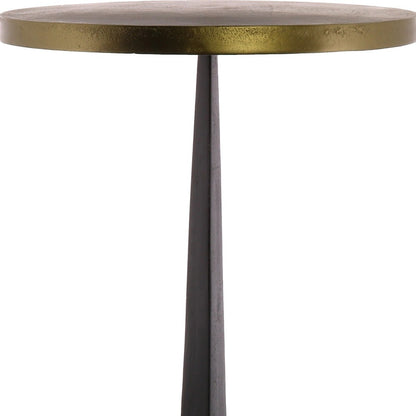 Table d'appoint ronde en fer vieilli noir et bronze antique de 21 po