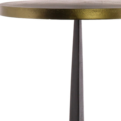 Table d'appoint ronde en fer vieilli noir et bronze antique de 21 po